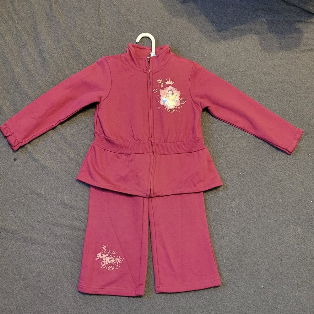 Girls  sweat suit, Disney Princess,maroon emblem ,size 4t, new without tags